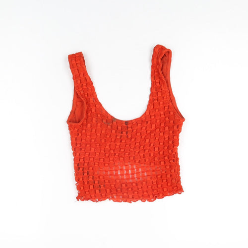 As You Womens Red Polyester Cropped T-Shirt Size 10 Scoop Neck