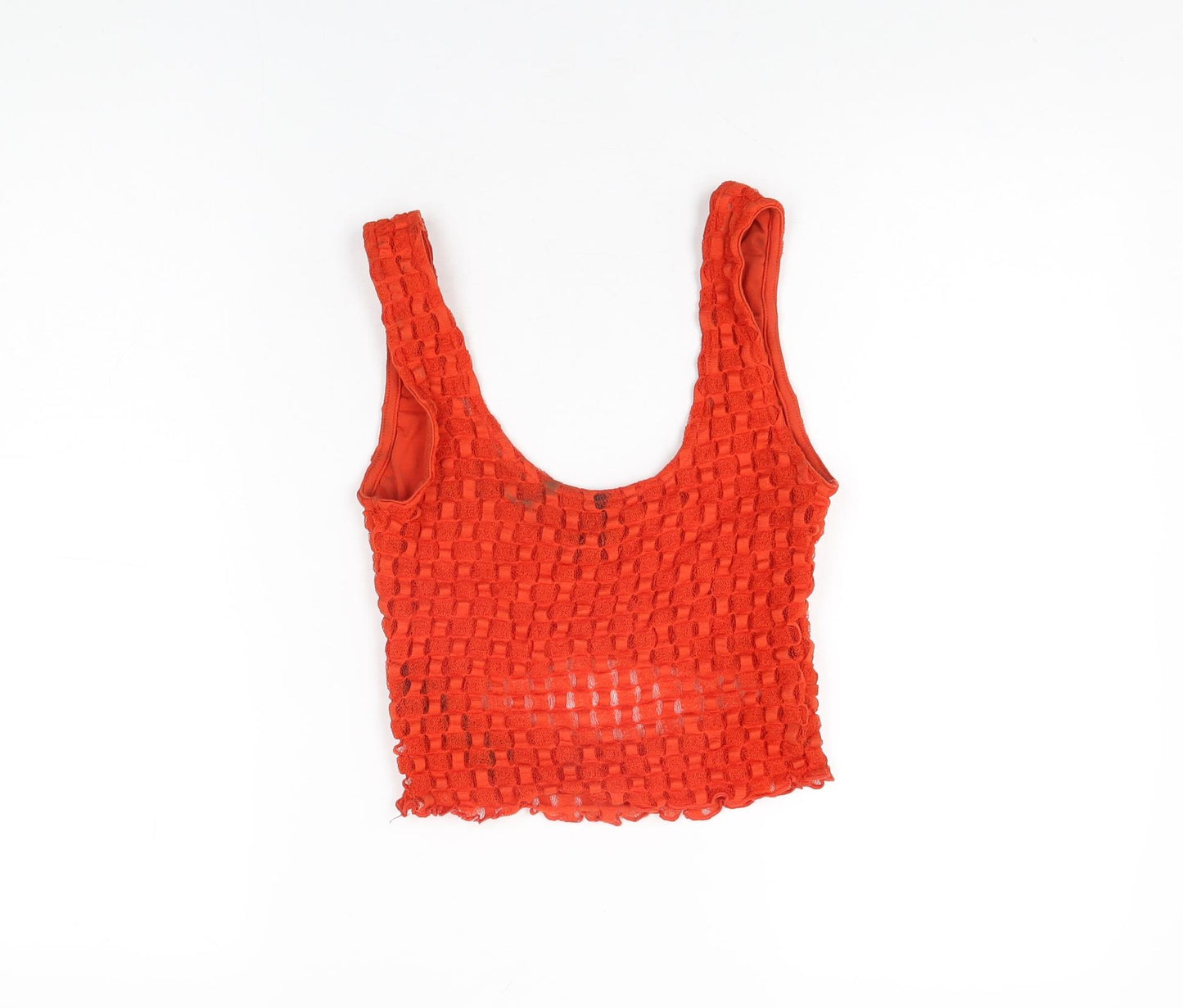 As You Womens Red Polyester Cropped T-Shirt Size 10 Scoop Neck
