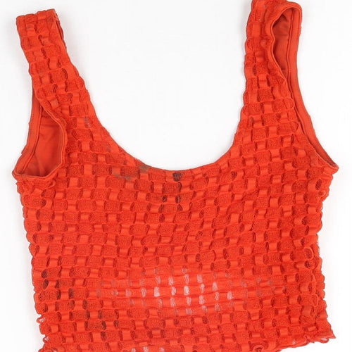As You Womens Red Polyester Cropped T-Shirt Size 10 Scoop Neck