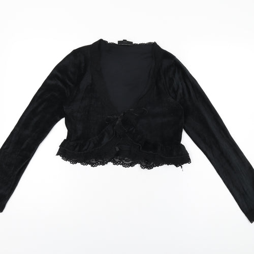 Warehouse Womens Black Polyester Basic T-Shirt Size 10 V-Neck