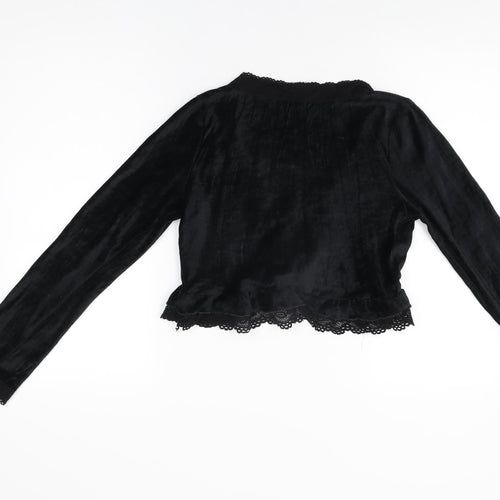 Warehouse Womens Black Polyester Basic T-Shirt Size 10 V-Neck