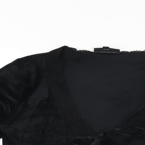 Warehouse Womens Black Polyester Basic T-Shirt Size 10 V-Neck