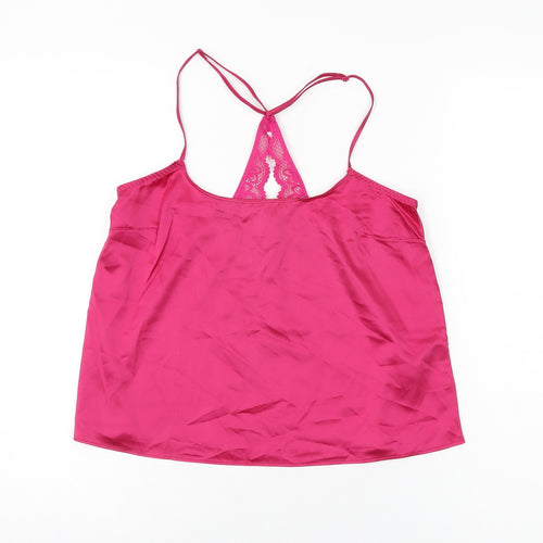 Marks and Spencer Womens Pink Solid Polyester Cami Pyjama Top Size XS