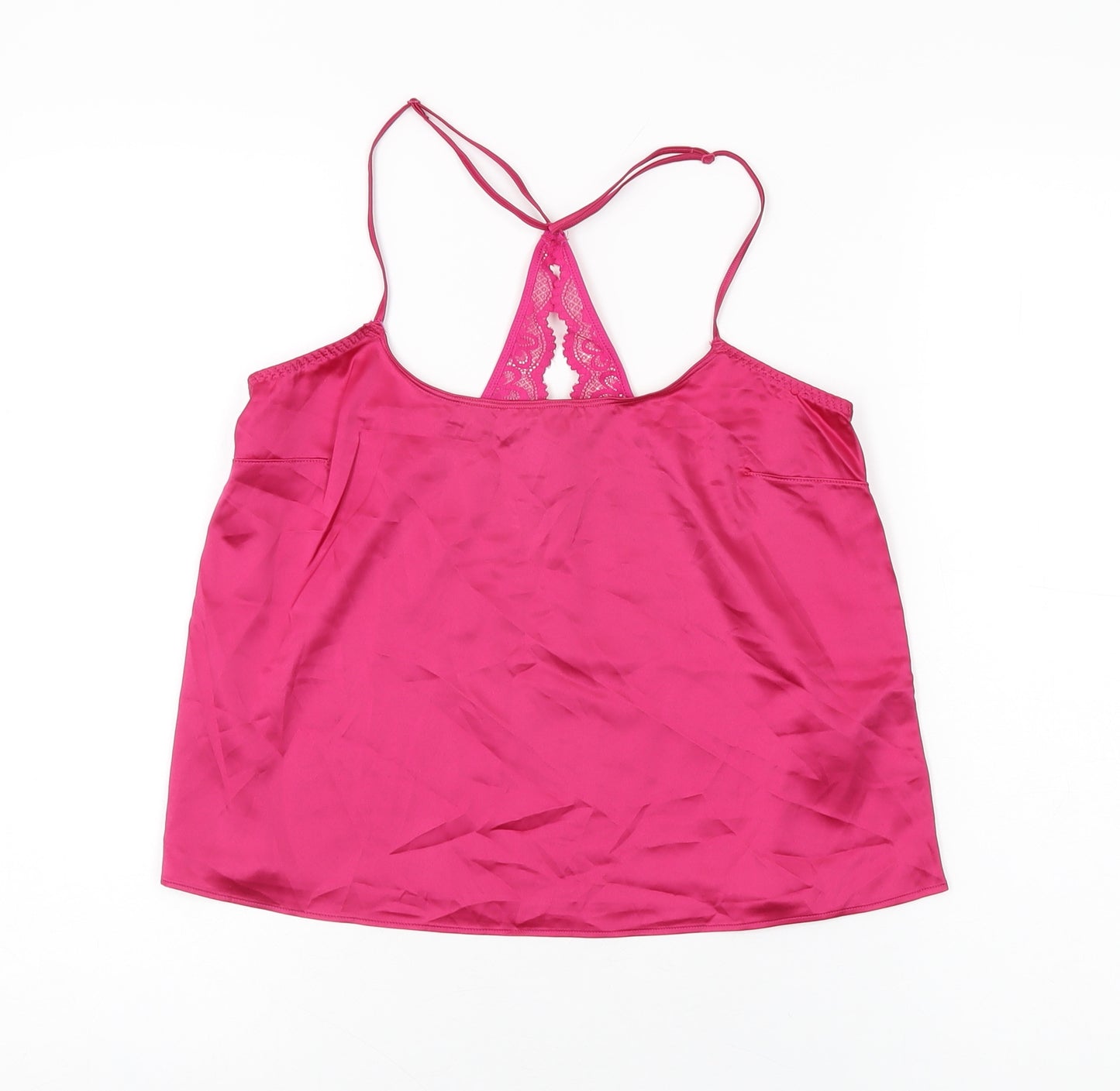 Marks and Spencer Womens Pink Solid Polyester Cami Pyjama Top Size XS