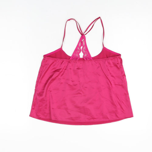Marks and Spencer Womens Pink Solid Polyester Cami Pyjama Top Size XS