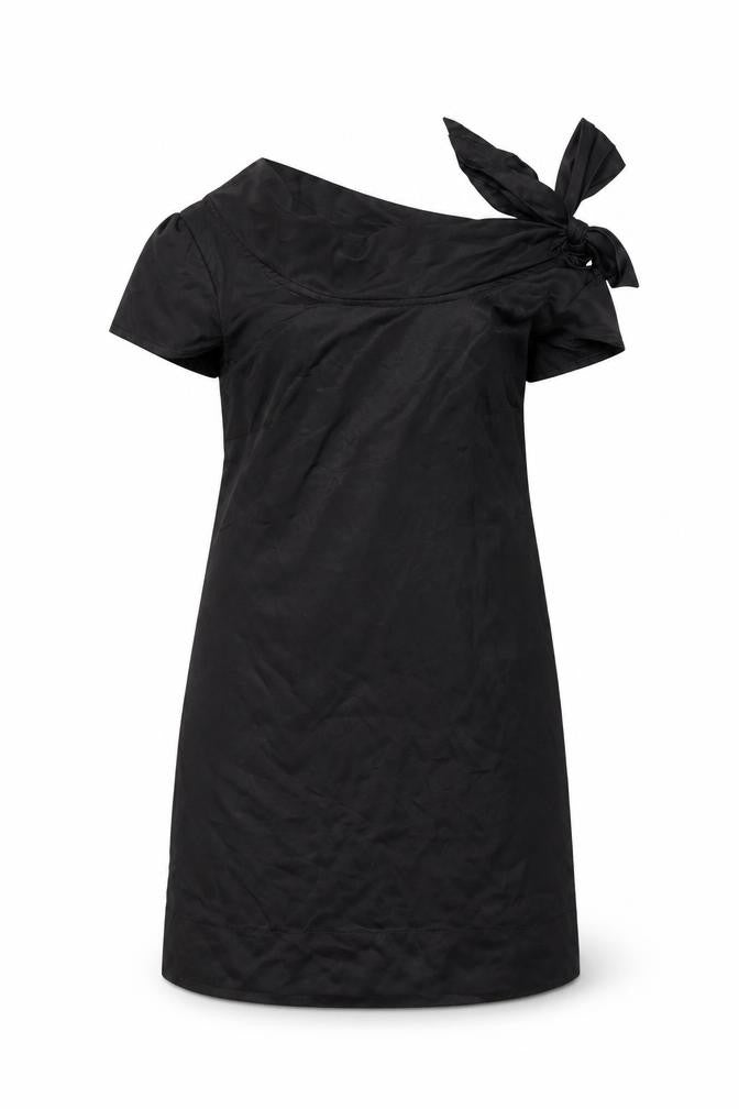 Front view of SOFT GREY women’s black polyester shift, size UK 12, boat neck pullover