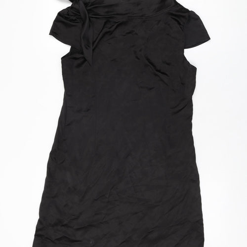 SOFT GREY Womens Black Polyester Shift Size 12 Boat Neck Pullover