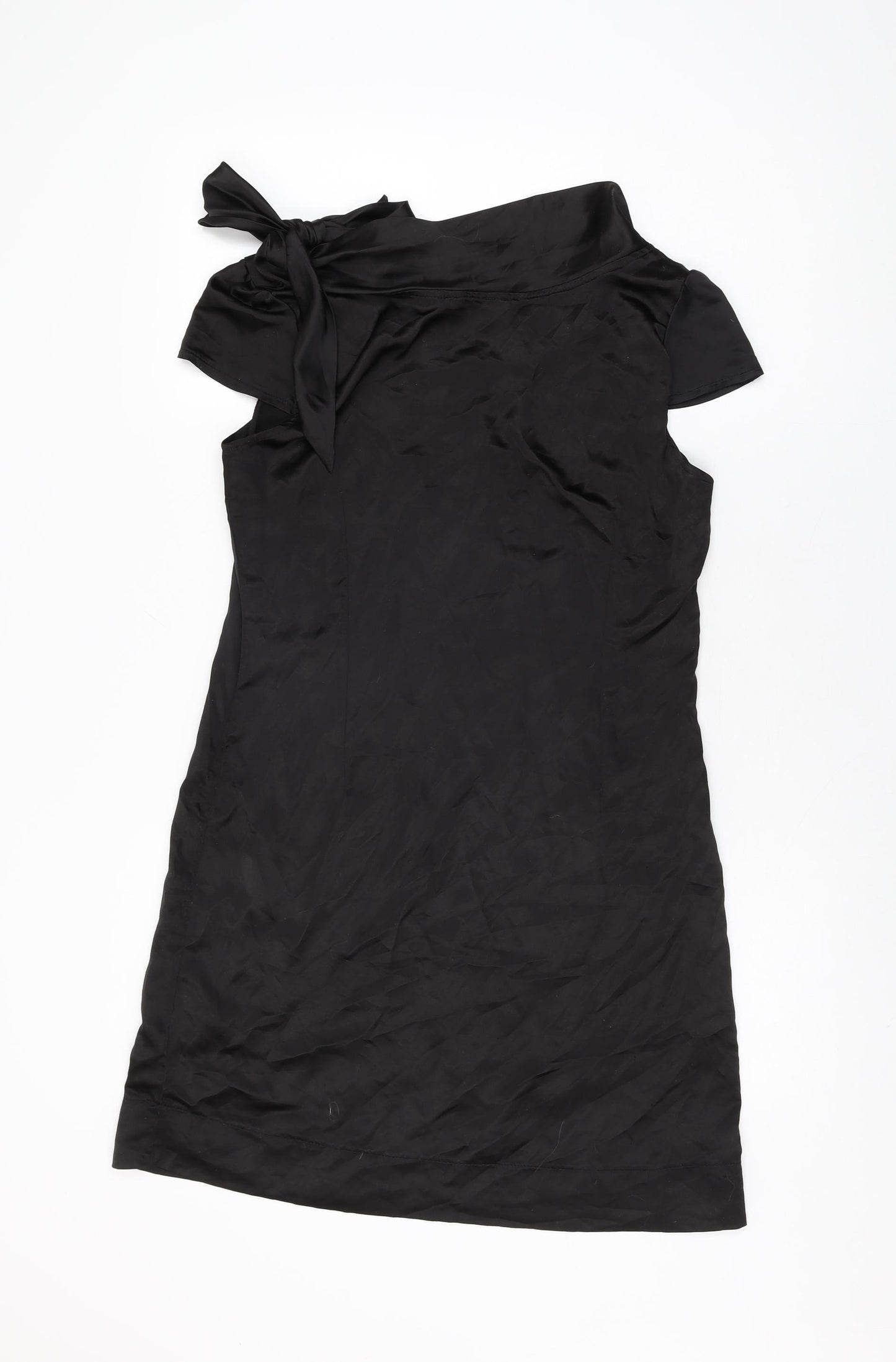 SOFT GREY Womens Black Polyester Shift Size 12 Boat Neck Pullover