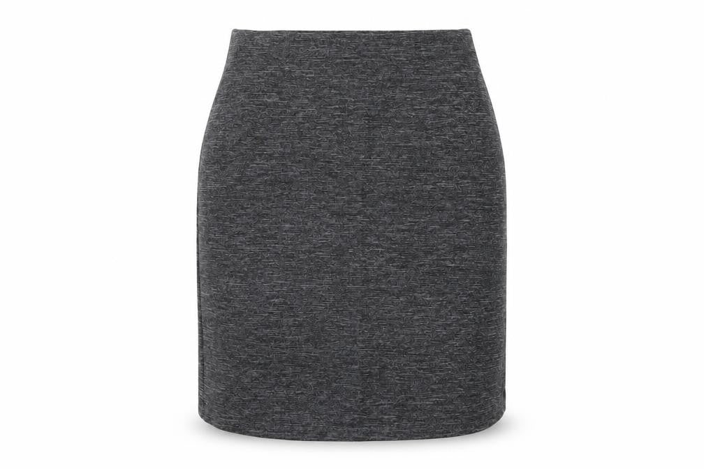 Front view of Marks & Spencer women’s grey polyamide a-line skirt, size UK 10