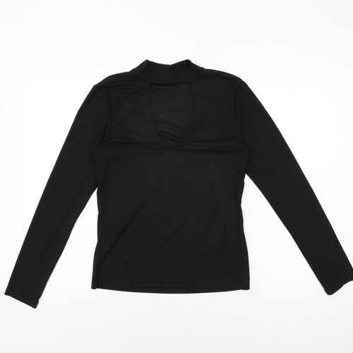 H&M Womens Black Polyester Basic T-Shirt Size M Round Neck