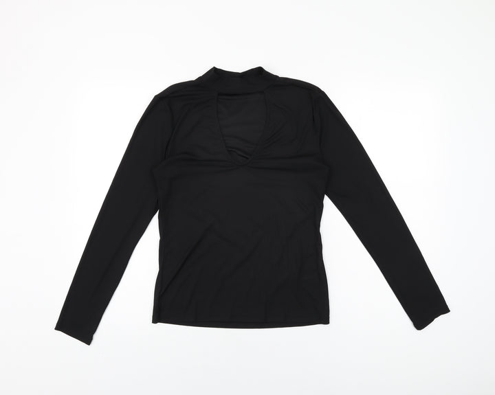 H&M Womens Black Polyester Basic T-Shirt Size M Round Neck