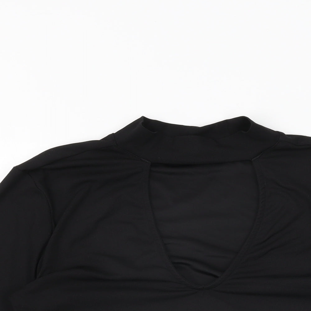 H&M Womens Black Polyester Basic T-Shirt Size M Round Neck