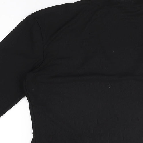 H&M Womens Black Polyester Basic T-Shirt Size M Round Neck