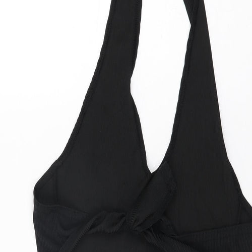 PRETTYLITTLETHING Womens Black Polyester Bodycon Size 4 Halter Pullover