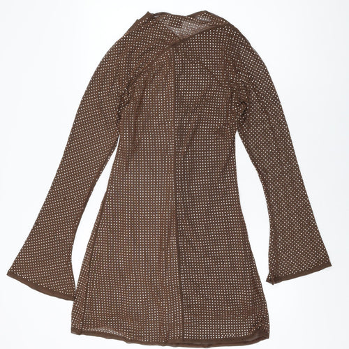 ASOS Womens Brown Polyester Mini Size 12 V-Neck Pullover