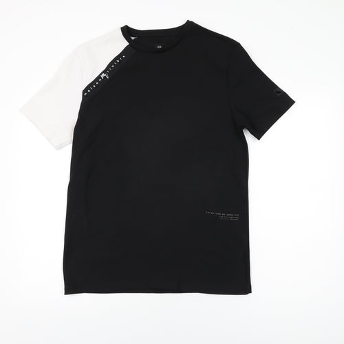 River Island Mens Black Polyester T-Shirt Size M Round Neck
