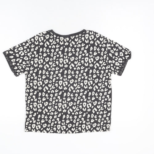 NEXT Girls Grey Animal Print Cotton Basic T-Shirt Size 11 Years Round Neck Pullover