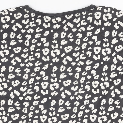NEXT Girls Grey Animal Print Cotton Basic T-Shirt Size 11 Years Round Neck Pullover