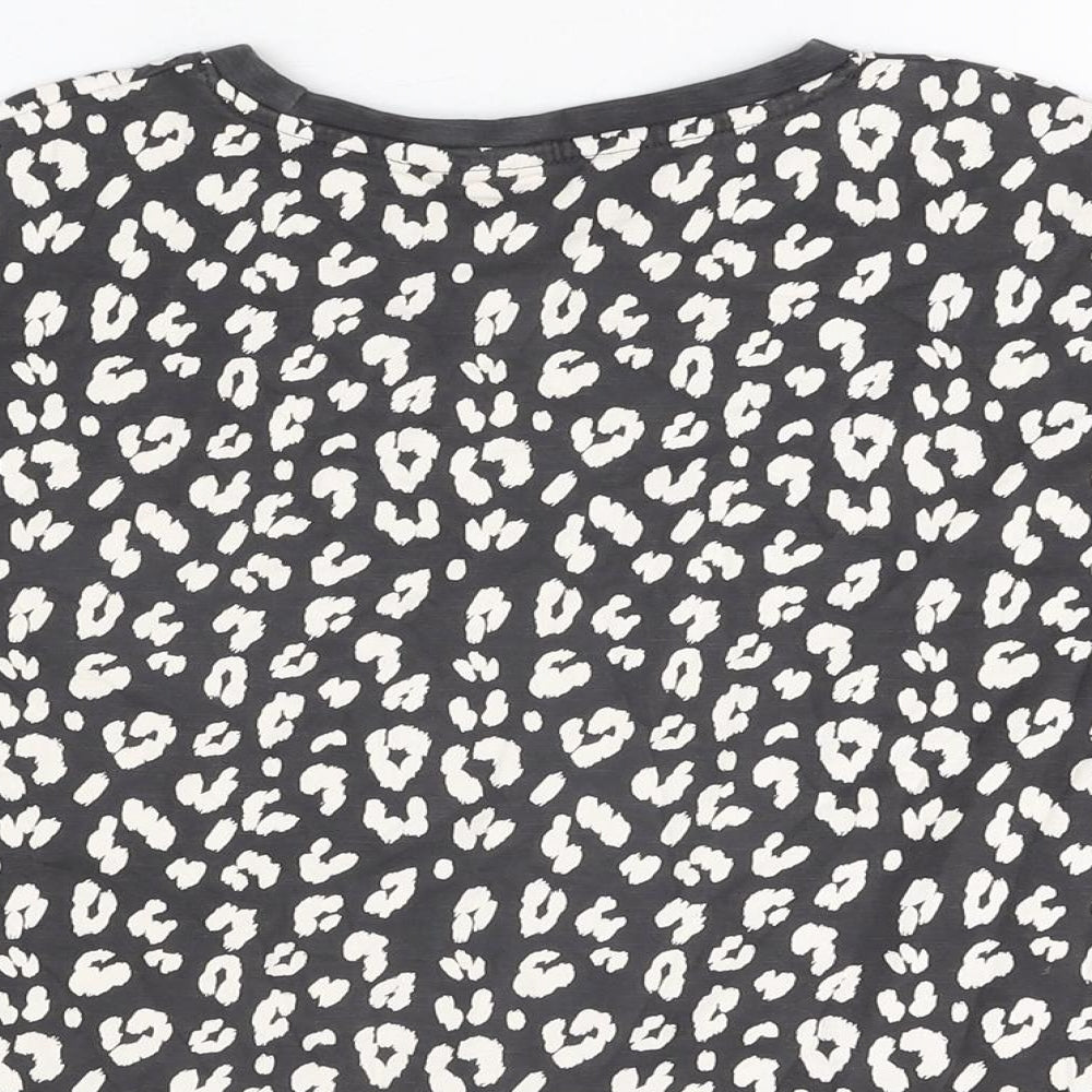 NEXT Girls Grey Animal Print Cotton Basic T-Shirt Size 11 Years Round Neck Pullover