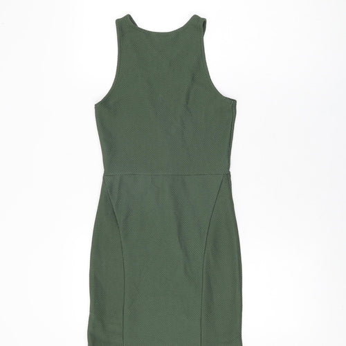 Miss Selfridge Womens Green Polyester Bodycon Size 8 V-Neck Pullover