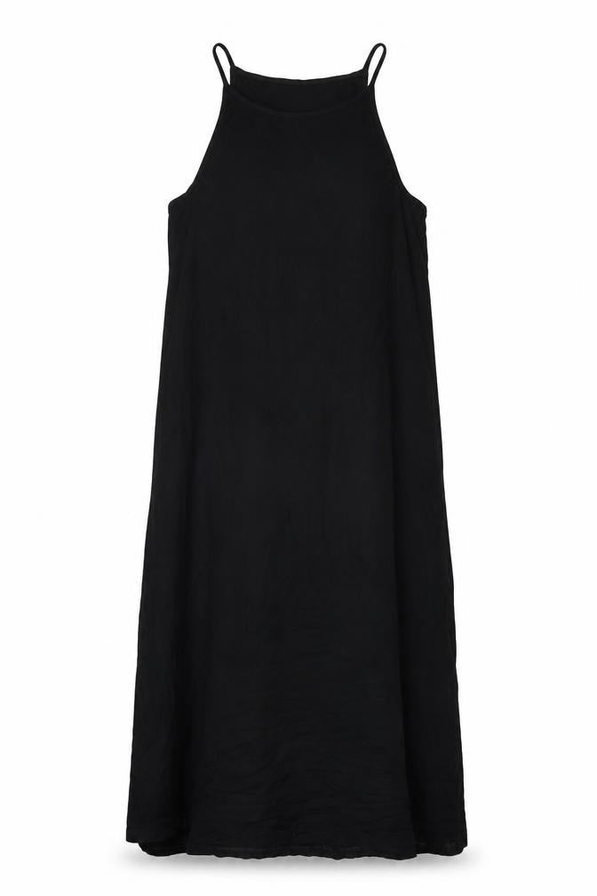 Front view of Marks & Spencer women’s black viscose shift, size UK 8, round neck pullover