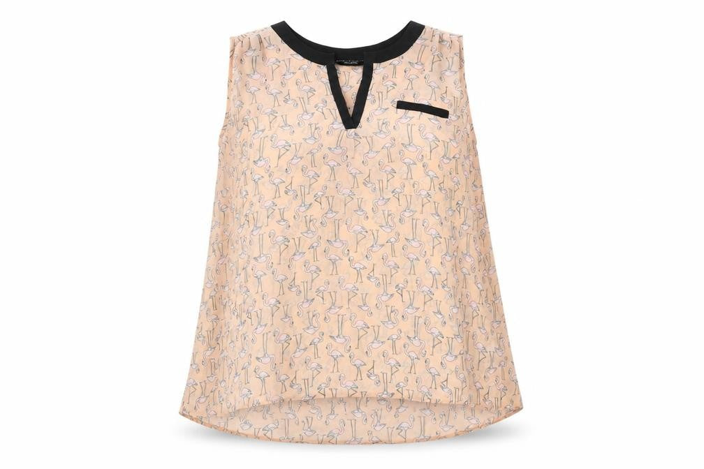 Front view of Dorothy Perkins women’s pink geometric polyester basic blouse, size UK 16, v-neck