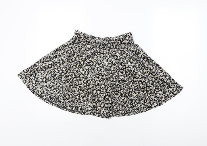 Hollister Womens Black Floral Polyester Skater Skirt Size M