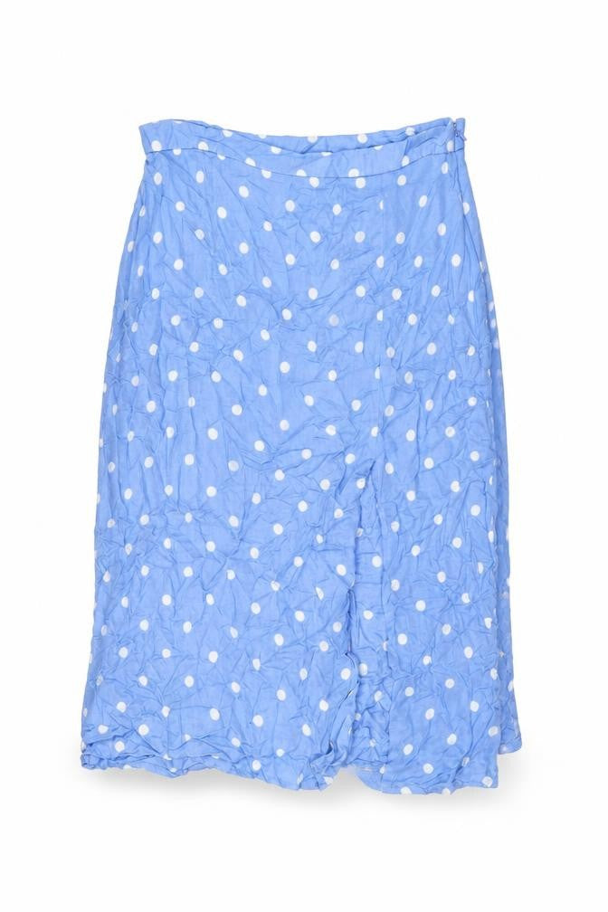 Marks and Spencer Womens Blue Polka Dot Viscose Swing Skirt Size 16 Zip