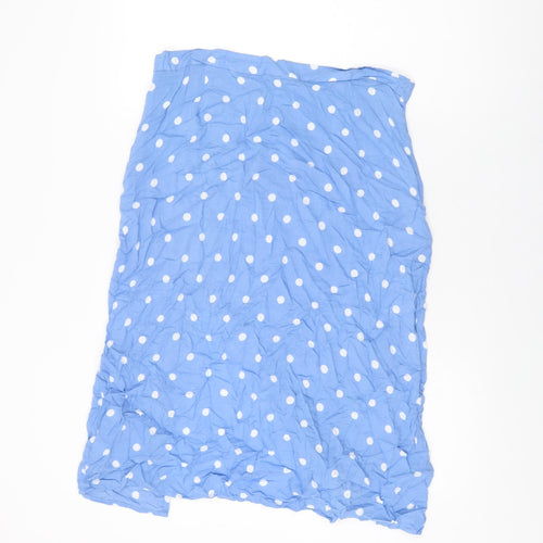 Marks and Spencer Womens Blue Polka Dot Viscose Swing Skirt Size 16 Zip