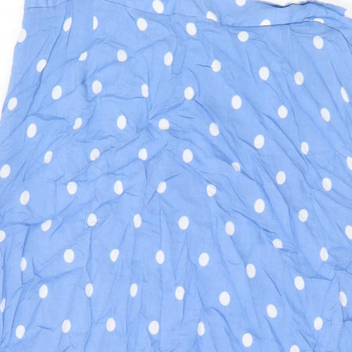 Marks and Spencer Womens Blue Polka Dot Viscose Swing Skirt Size 16 Zip