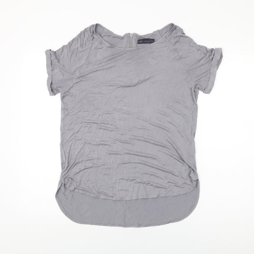 Marks and Spencer Womens Grey Viscose Basic T-Shirt Size 14 Round Neck