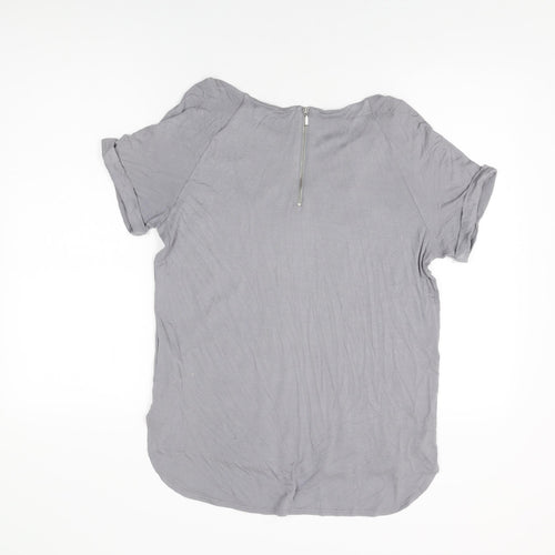 Marks and Spencer Womens Grey Viscose Basic T-Shirt Size 14 Round Neck