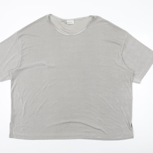 essence Womens Grey Polyester Basic T-Shirt Size 30 Round Neck