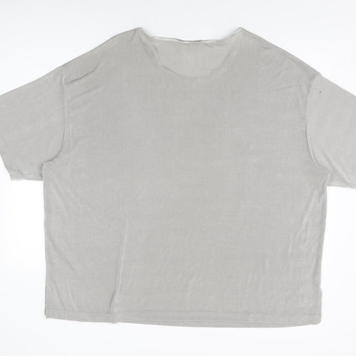 essence Womens Grey Polyester Basic T-Shirt Size 30 Round Neck
