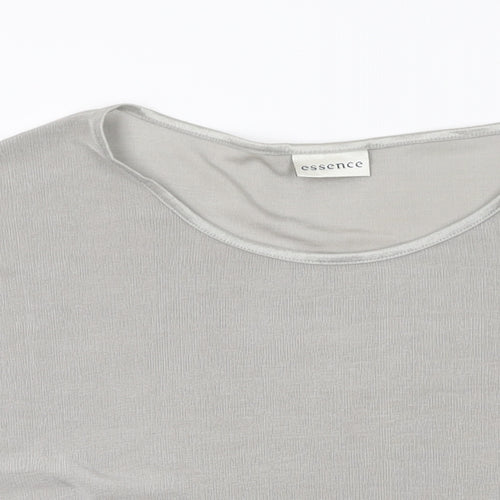 essence Womens Grey Polyester Basic T-Shirt Size 30 Round Neck