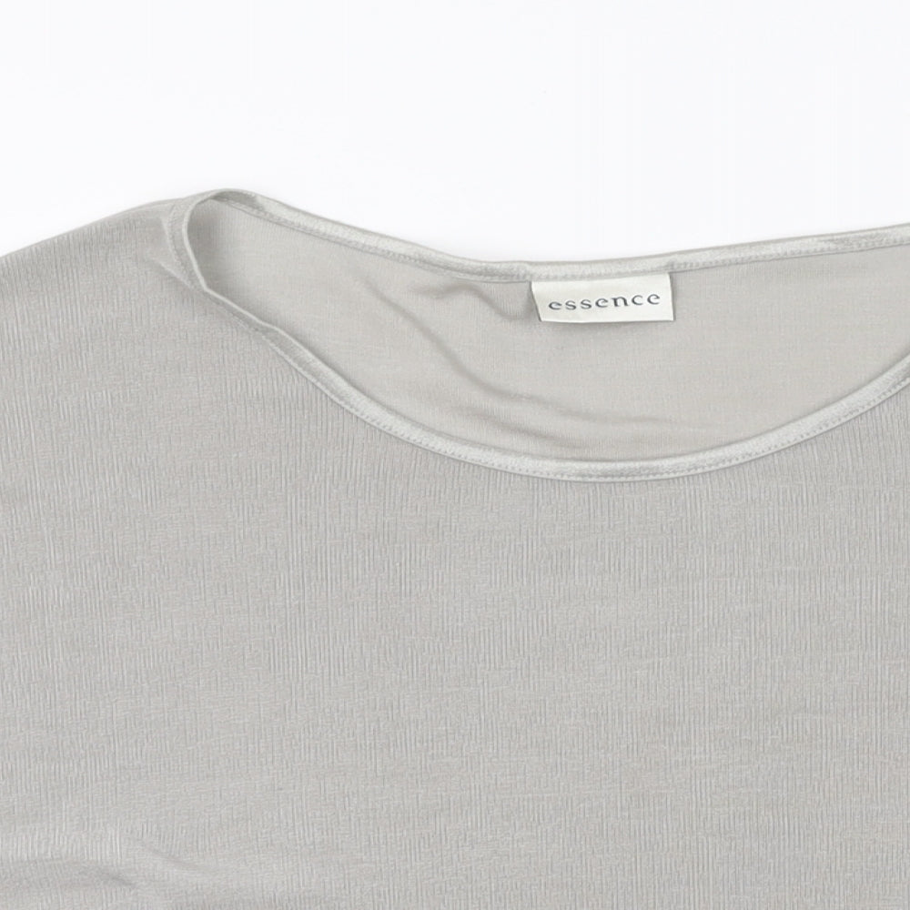 essence Womens Grey Polyester Basic T-Shirt Size 30 Round Neck