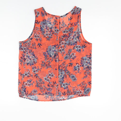 Select Womens Pink Floral Polyester Basic T-Shirt Size 8 Round Neck