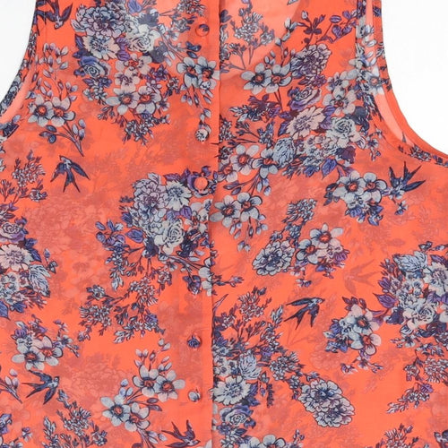 Select Womens Pink Floral Polyester Basic T-Shirt Size 8 Round Neck