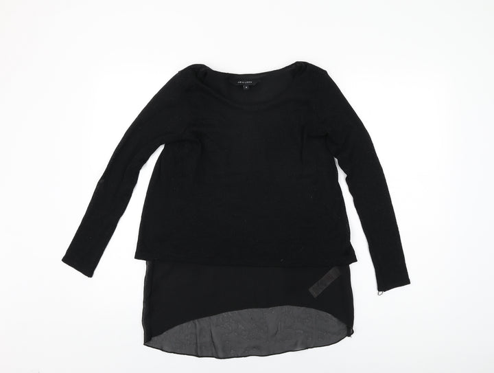 New Look Womens Black Polyester Basic T-Shirt Size S Round Neck
