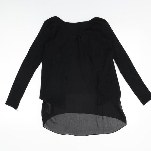 New Look Womens Black Polyester Basic T-Shirt Size S Round Neck