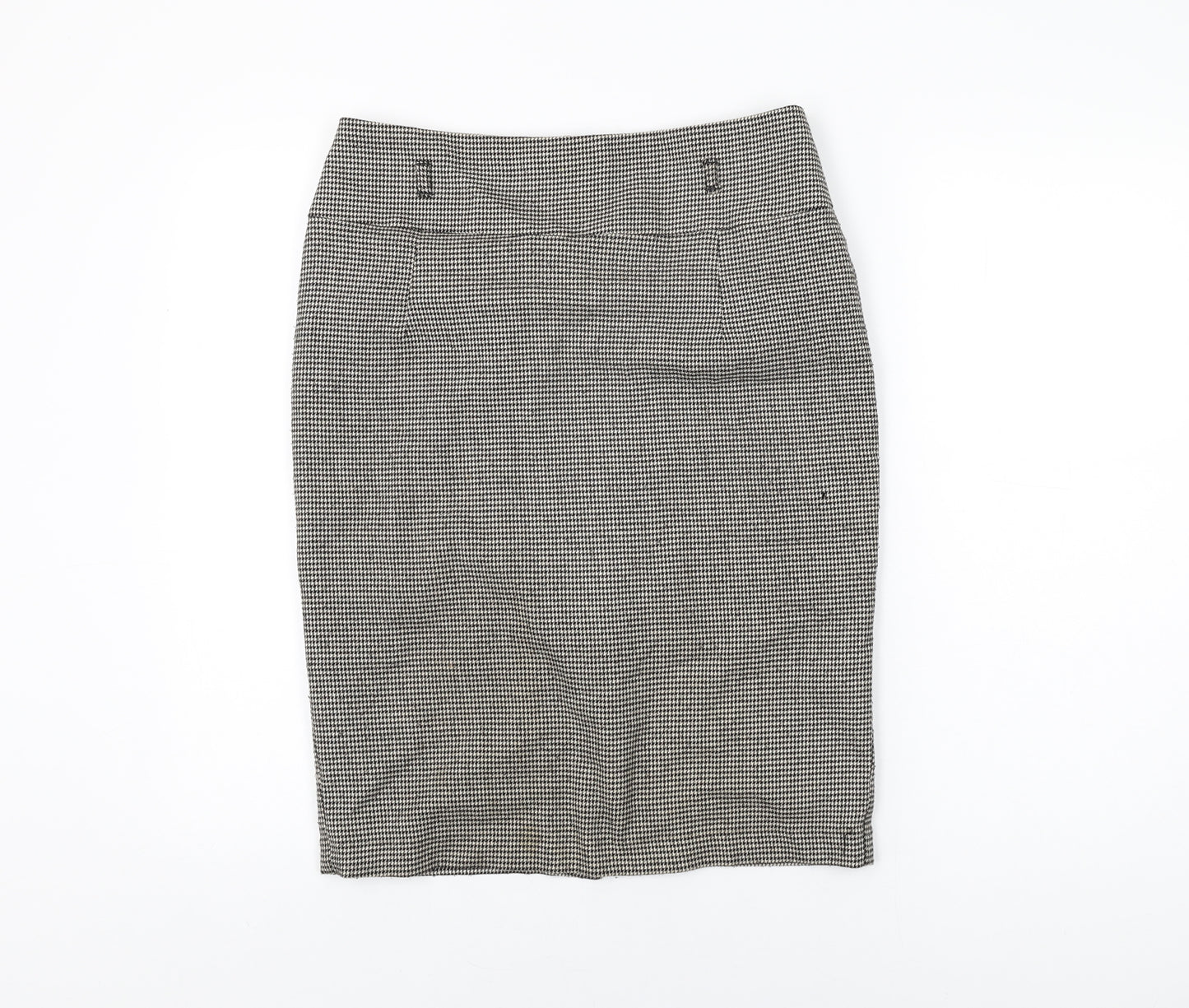 Marks and Spencer Womens Black Geometric Polyester Straight & Pencil Skirt Size 10 Zip