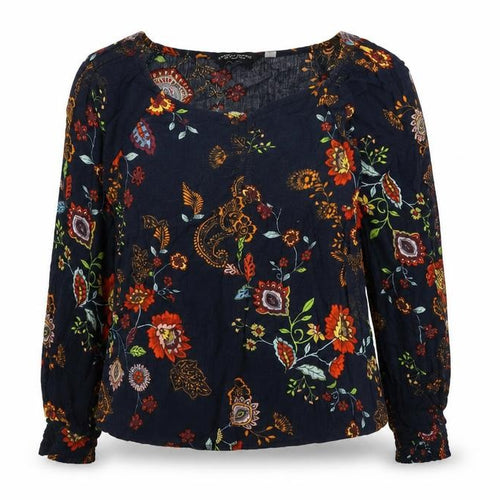 Dorothy Perkins Womens Blue Floral Viscose Basic T-Shirt Size 10 V-Neck