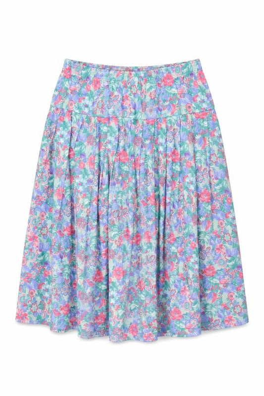 Front view of Rushcliffe women’s multicoloured floral polyester swing skirt, size L