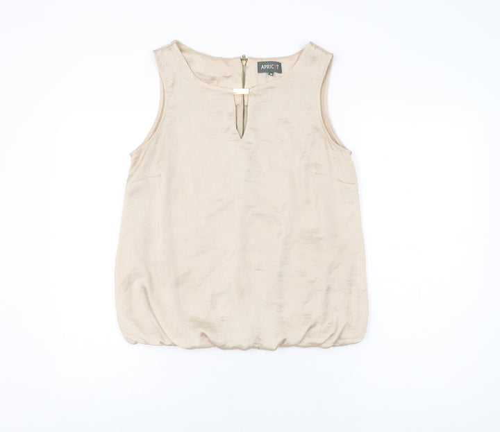 Apricot Womens Beige Polyester Basic Blouse Size M Round Neck