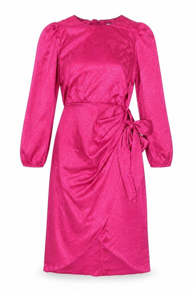 New Look Womens Pink Geometric Polyester Wrap Dress Size 12 Round Neck Tie