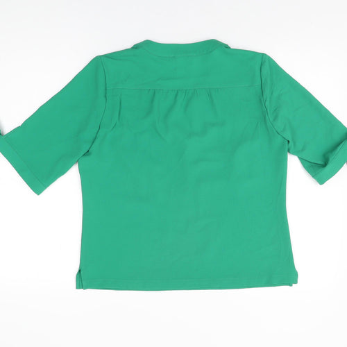 Afibel Womens Green Polyester Basic T-Shirt Size 12 V-Neck