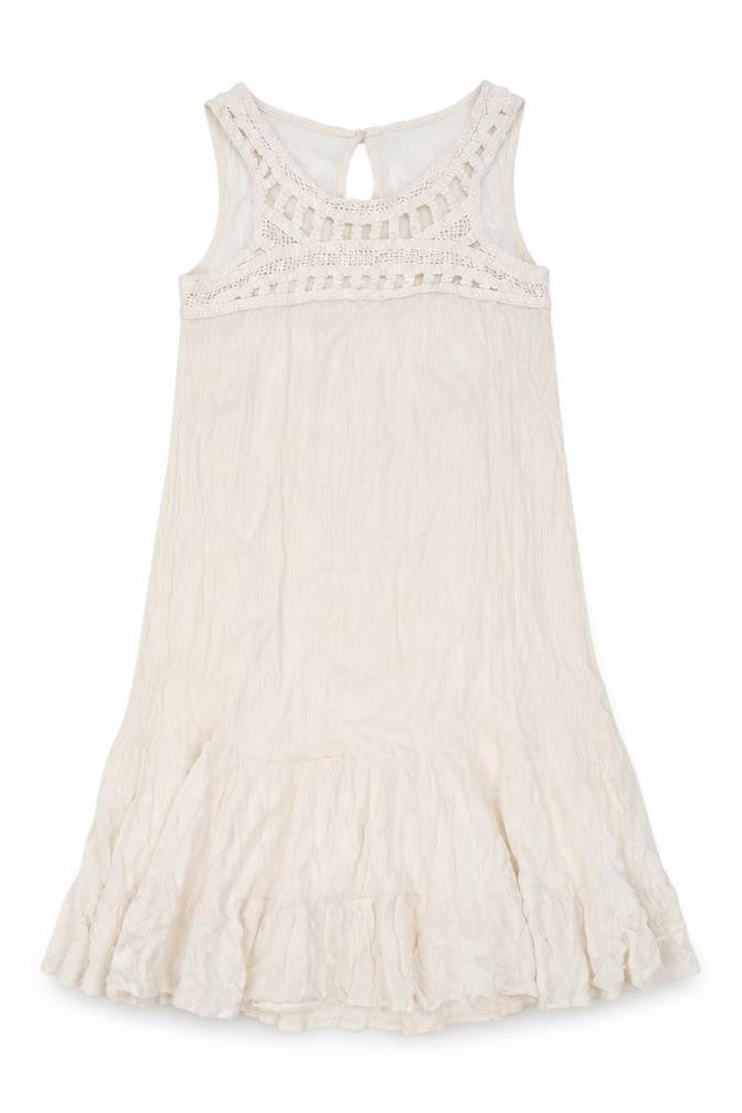 Front view of H&M girls’ pink cotton shift, size 10, years round neck button