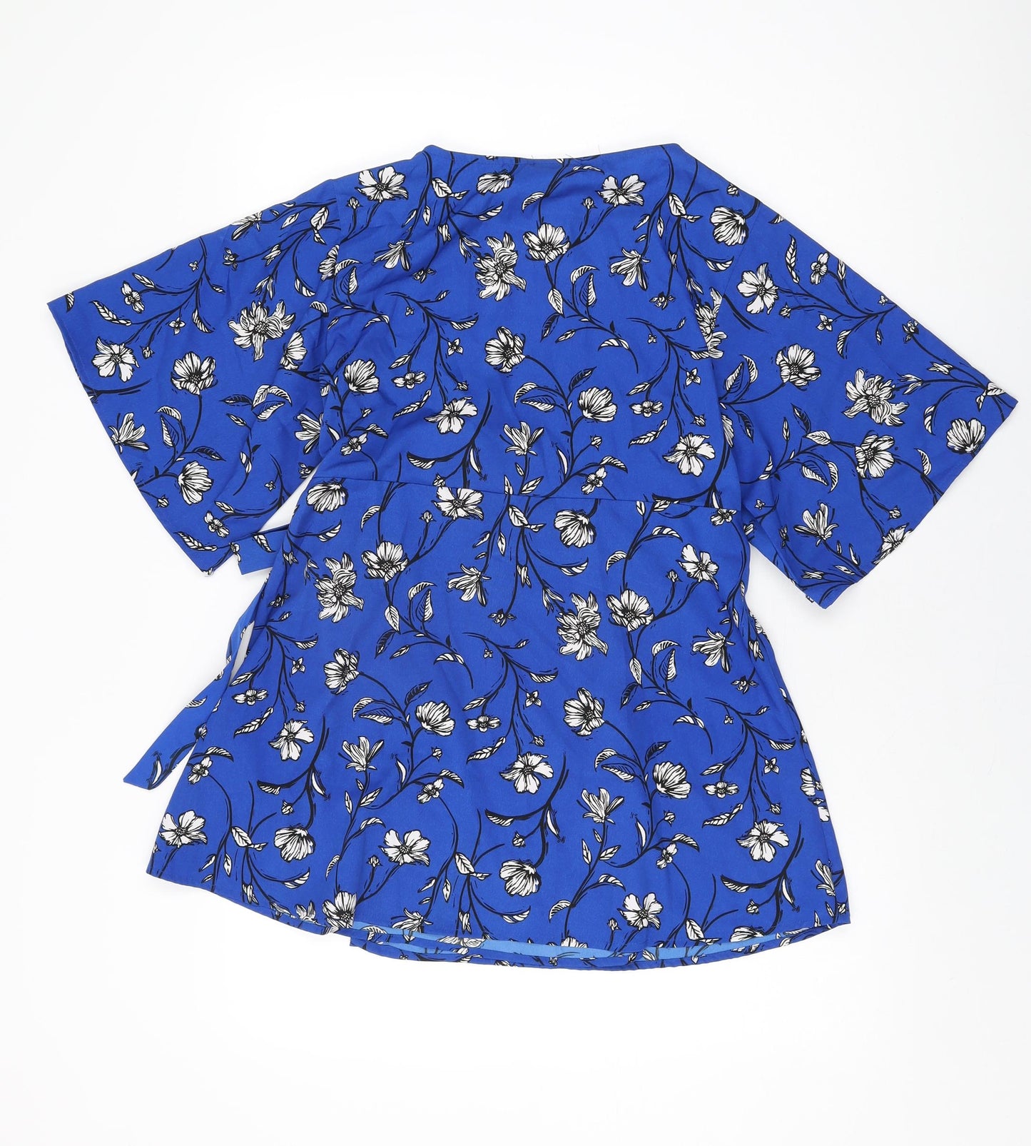 Mama-licious Womens Blue Floral Polyester Wrap T-Shirt Size S V-Neck
