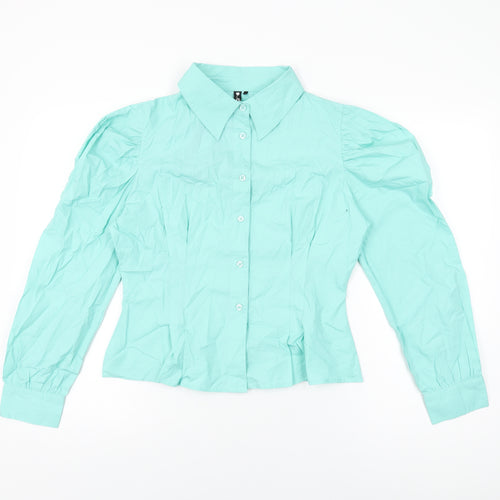 Influence Womens Blue Cotton Basic Button-Up Size 12 Collared