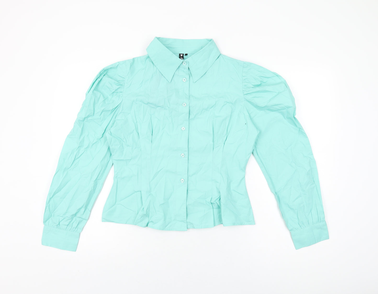 Influence Womens Blue Cotton Basic Button-Up Size 12 Collared